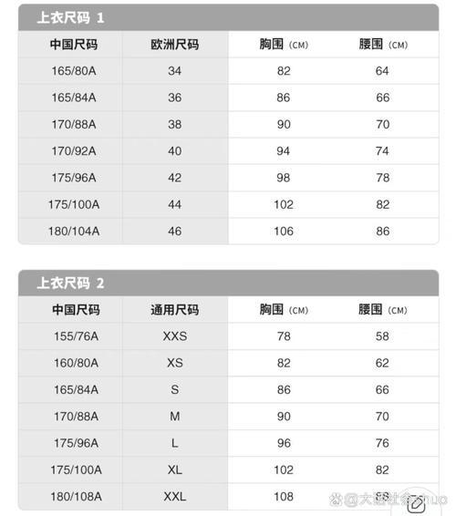 国产尺码和欧洲尺码表对照